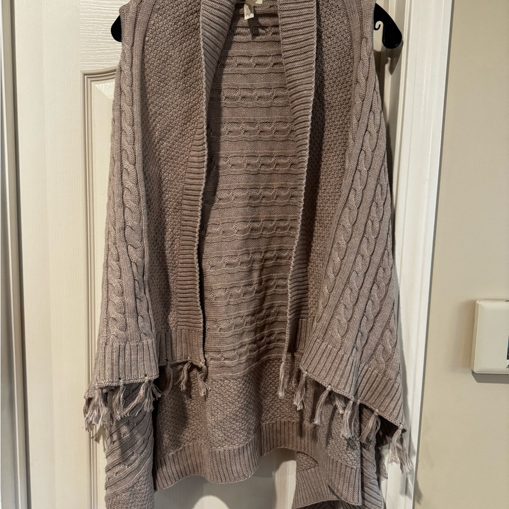 Matilda Jane Taupe Knit Fringe Vest